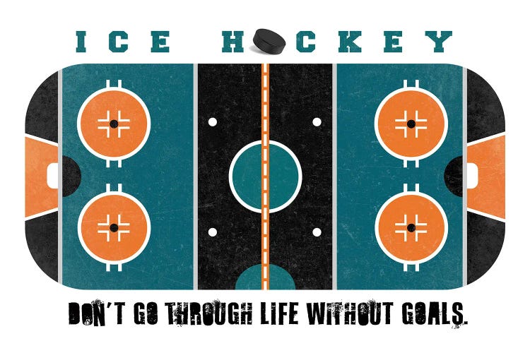 Ice Hockey Rink Teal by Beth Bordelon wall art