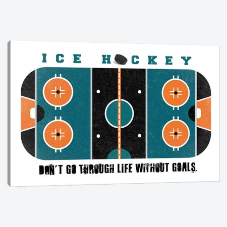Ice Hockey Rink Teal Canvas Print #BHB68} by Beth Bordelon Canvas Wall Art