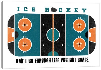 Ice Hockey Rink Teal Canvas Art Print - Sporty Dad
