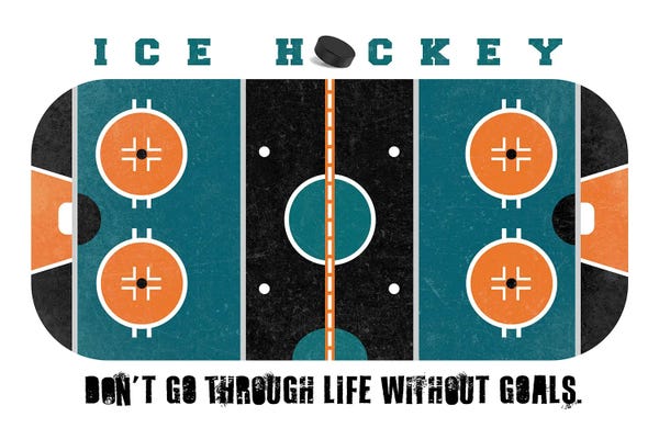 Kids Sports Art: Ice Hockey Rink Teal by Beth Bordelon