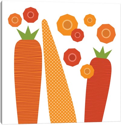 Carrot Pop Art Square Canvas Art Print - Carrot Art