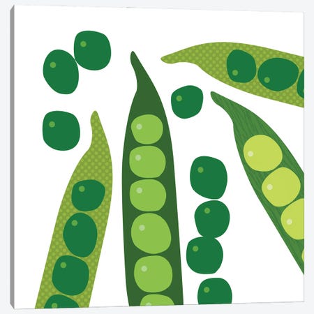 Green Peas Pop Art Square Canvas Print #BHB80} by Beth Bordelon Canvas Artwork