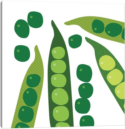 Green Peas Pop Art Square Canvas Art Print - Beth Bordelon