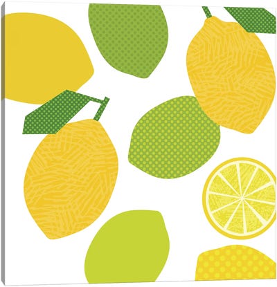 Lemon Lime Pop Art Square Canvas Art Print - Beth Bordelon