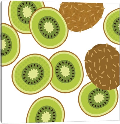 Kiwifruit Pop Art Square Canvas Art Print - Beth Bordelon