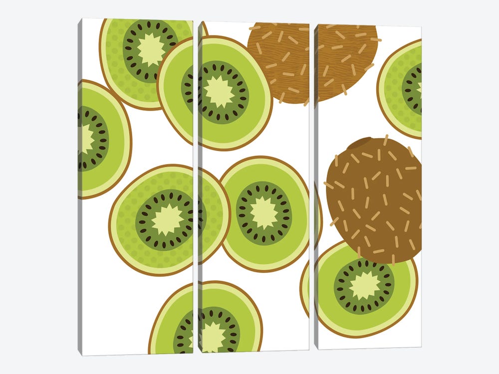 Kiwifruit Pop Art Square by Beth Bordelon 3-piece Canvas Print