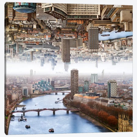 London - Double Landscape Canvas Print #BHE106} by Ben Heine Art Print