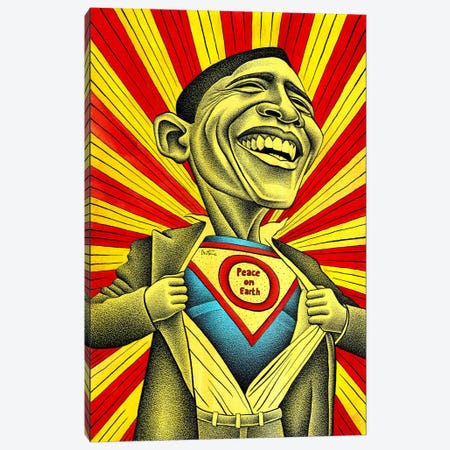 Obama vs. The Fear Canvas Print #BHE148} by Ben Heine Canvas Artwork