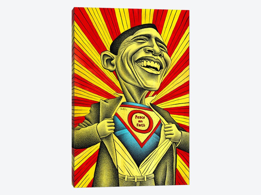 Obama vs. The Fear by Ben Heine 1-piece Canvas Wall Art