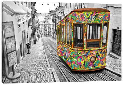 Lisbon Tram Canvas Art Print - Street Art & Graffiti