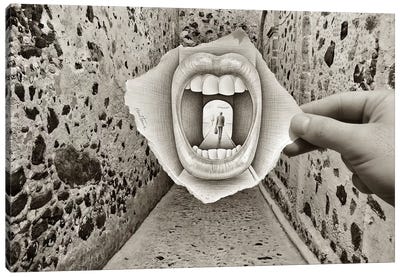 Pencil vs. Camera 34 - Giant Mouth Canvas Art Print - Ben Heine