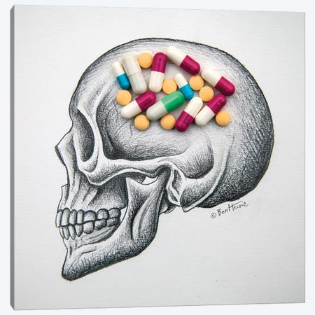 Skull Medicines Canvas Print #BHE245} by Ben Heine Canvas Art