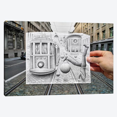 Pencil vs. Camera 35 - This is Not Gravity Canvas Print #BHE24} by Ben Heine Canvas Wall Art