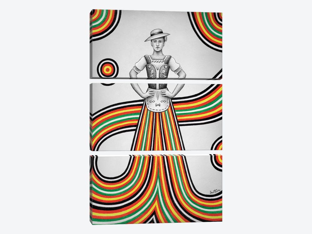 Woman In Traditional Dress by Ben Heine 3-piece Canvas Wall Art