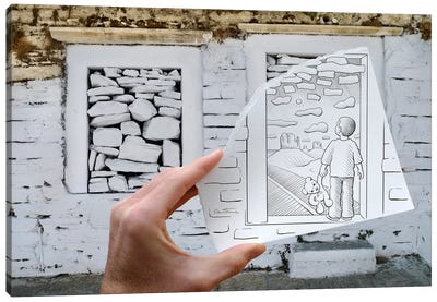 Pencil vs. Camera 46 - Child Dreaming Canvas Art Print - Ben Heine