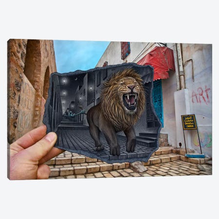 Pencil vs. Camera 63 - Mighty Lion Canvas Print #BHE32} by Ben Heine Canvas Art