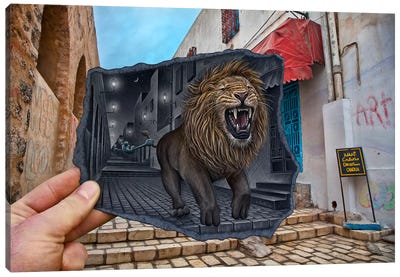 Pencil vs. Camera 63 - Mighty Lion Canvas Art Print - Ben Heine