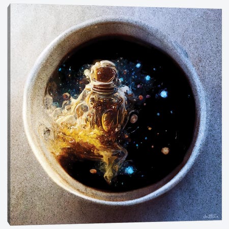 Cup Of Coffee - Astro Cruise XXXII Canvas Print #BHE362} by Ben Heine Canvas Artwork