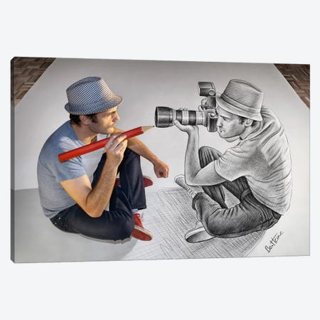 Pencil vs. Camera 73 - Illustrator Vs Photographer Canvas Print #BHE36} by Ben Heine Canvas Print