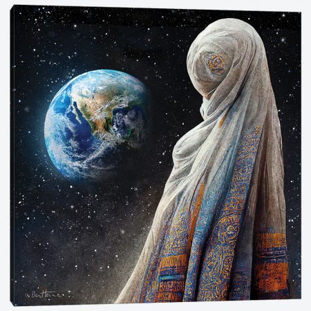 The Lost Planet And The Blind People - Astro Cruise Canvas Print #BHE375} by Ben Heine Canvas Art
