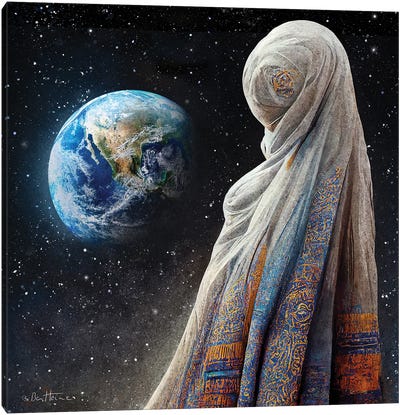 The Lost Planet And The Blind People - Astro Cruise Canvas Art Print - Ben Heine