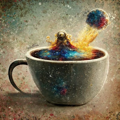A Cup Of Coffee - Astro Cruise by Ben Heine art print