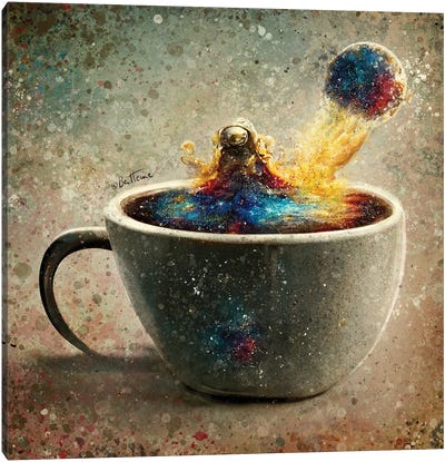 A Cup Of Coffee - Astro Cruise Canvas Art Print - Ben Heine