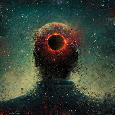 There Is Black Big Bang Hole In My Head - Astro Cruise by Ben Heine art print