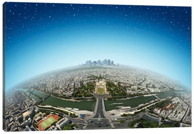 Planet Paris Canvas Art Print - Night Sky Art