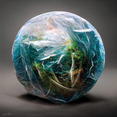 Earth Wrapped In A Plastic Bag - Astro Cruise by Ben Heine art print