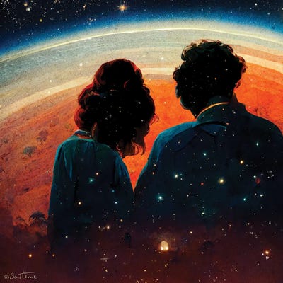 We Belong To Eachother In The Cosmos - Astro Cruise by Ben Heine canvas print