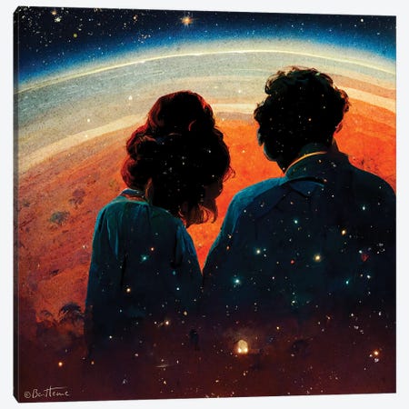 We Belong To Eachother In The Cosmos - Astro Cruise Canvas Print #BHE383} by Ben Heine Canvas Art