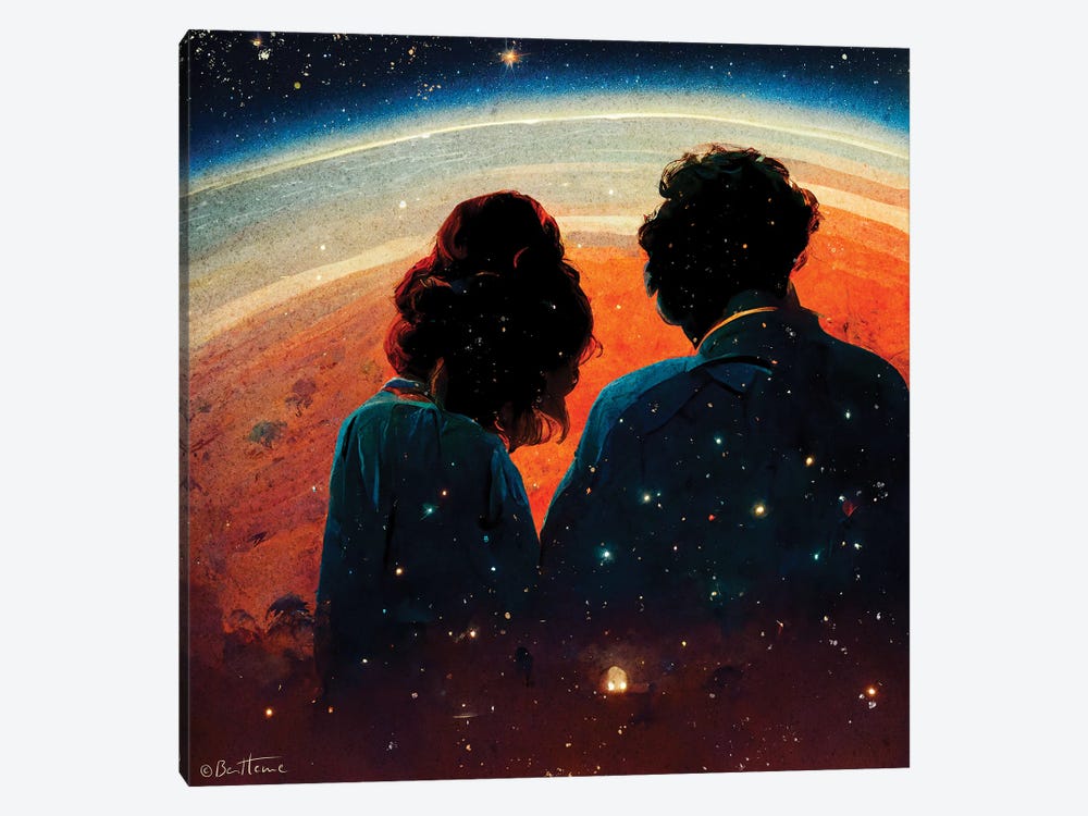 We Belong To Eachother In The Cosmos - Astro Cruise by Ben Heine 1-piece Canvas Wall Art