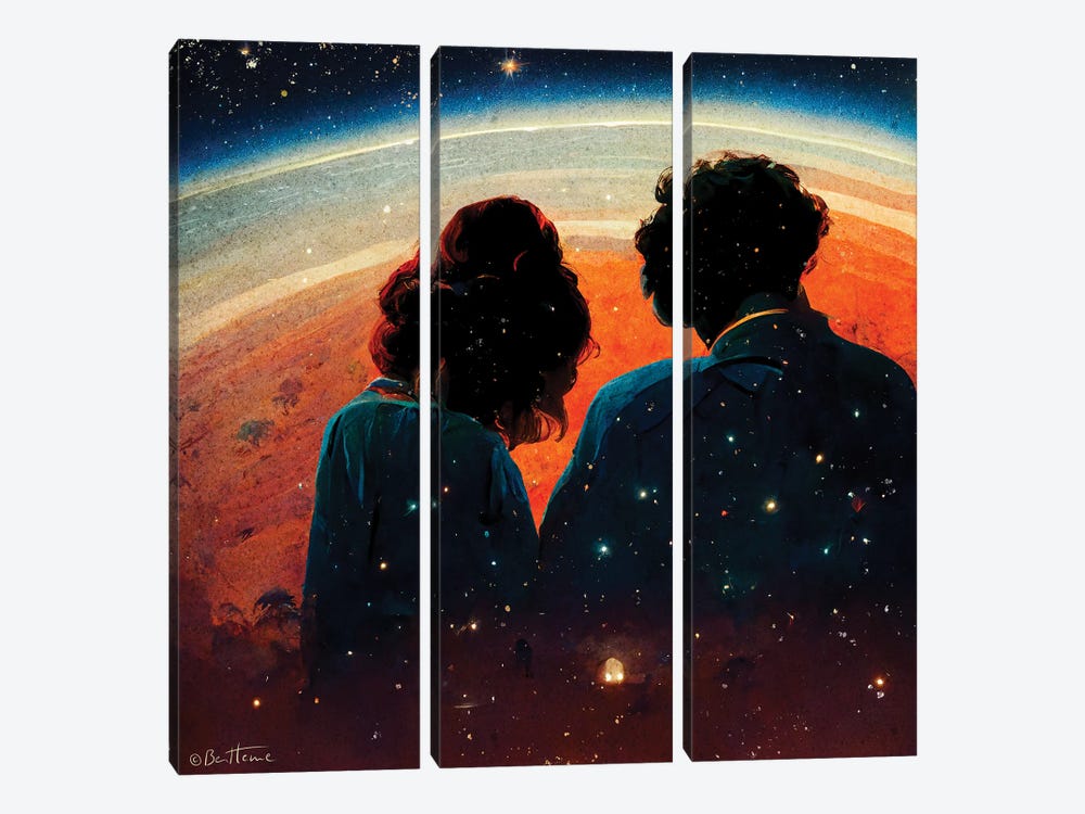 We Belong To Eachother In The Cosmos - Astro Cruise by Ben Heine 3-piece Canvas Artwork
