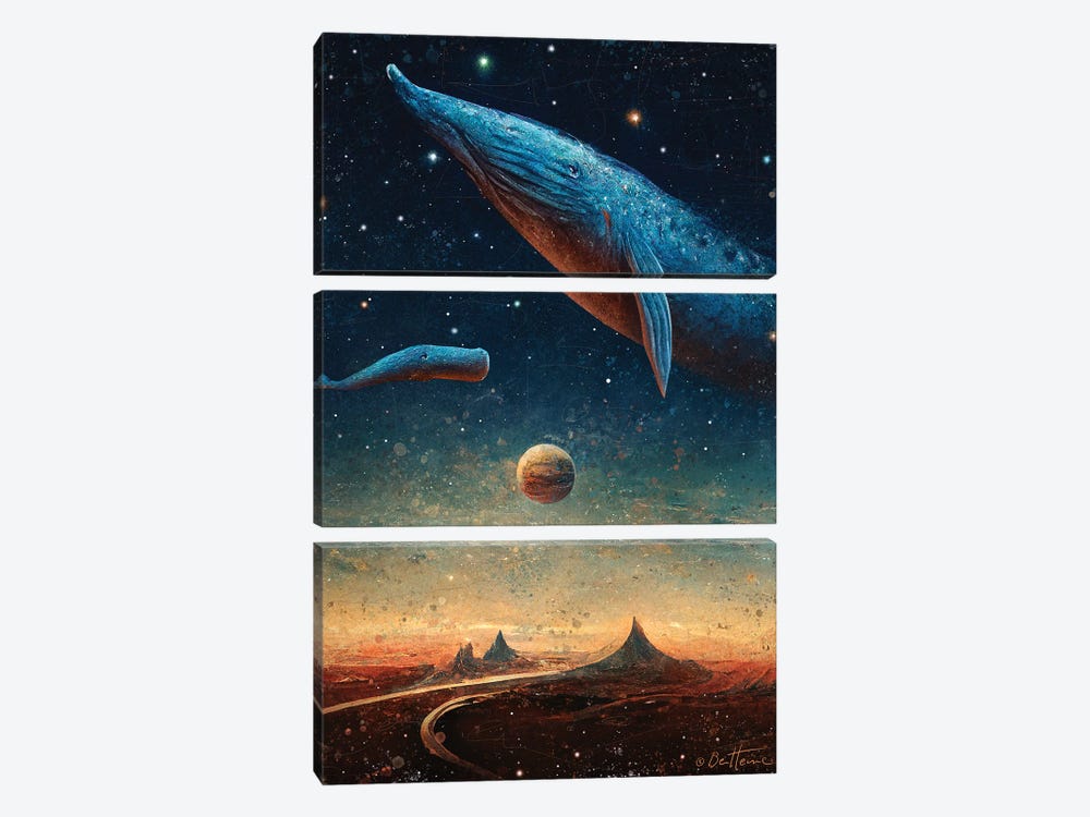 2 Worlds - Astro Cruise by Ben Heine 3-piece Canvas Wall Art