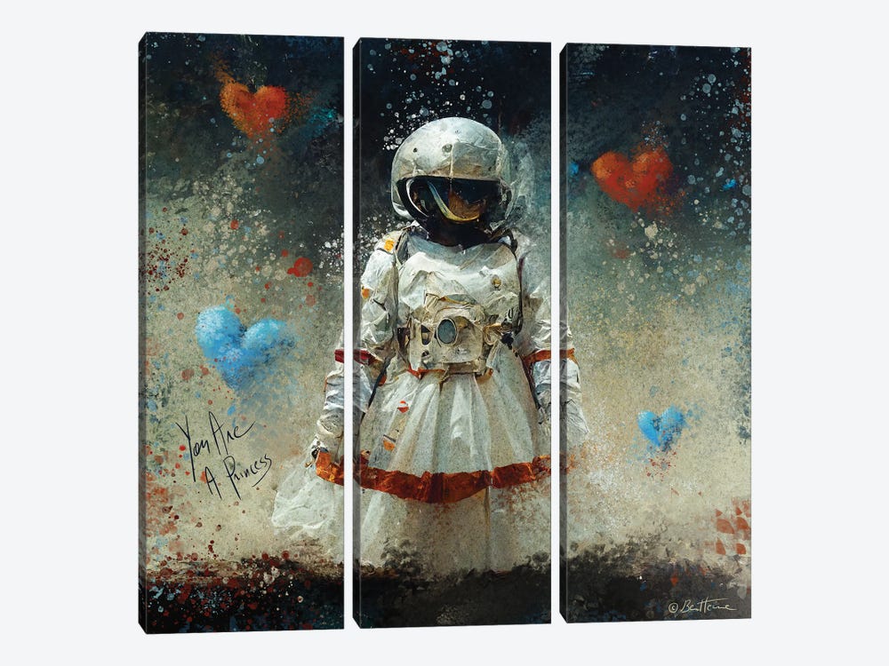 You Were Born To Become A Princess - Astro Cruise by Ben Heine 3-piece Canvas Artwork
