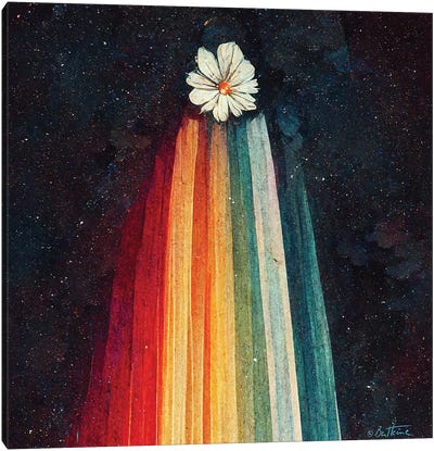 Sending You A Flower From Space - Astro Cruise Canvas Art Print - Glitch Effect
