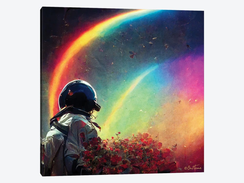 Live In A Rainbow Galaxy - Astro Cruise by Ben Heine 1-piece Canvas Artwork