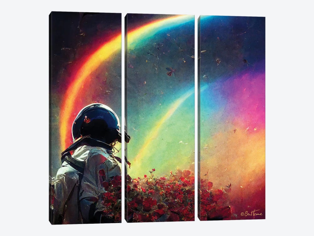Live In A Rainbow Galaxy - Astro Cruise by Ben Heine 3-piece Canvas Art
