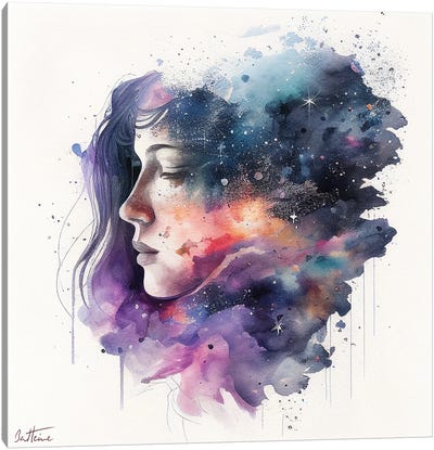 Beauty Face - Astro Cruise Canvas Art Print - Glitch Effect