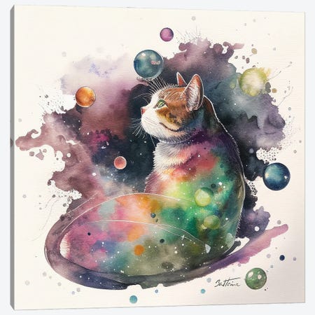 Dreaming Cat - Astro Cruise Canvas Print #BHE408} by Ben Heine Canvas Art Print