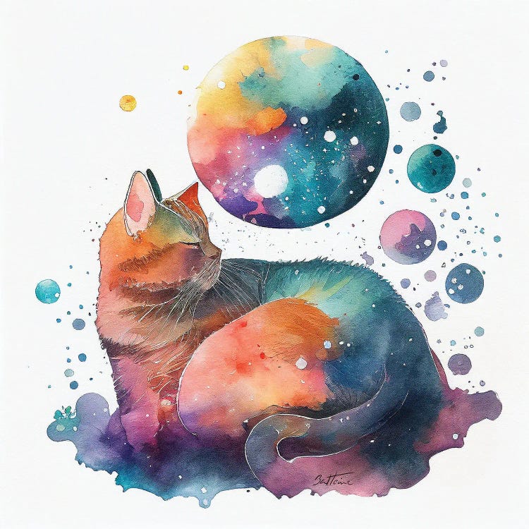 Lonely Cat - Astro Cruise by Ben Heine wall art