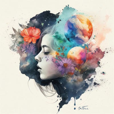 Planets And Flowers - Astro Cruise by Ben Heine art print