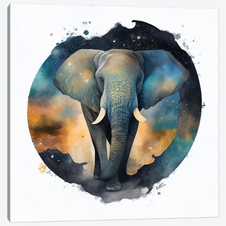 Elephant - Astro Cruise Canvas Print #BHE418} by Ben Heine Canvas Wall Art