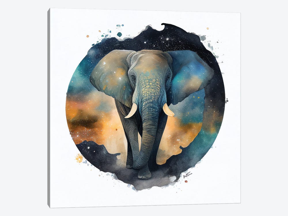 Elephant - Astro Cruise by Ben Heine 1-piece Canvas Art Print