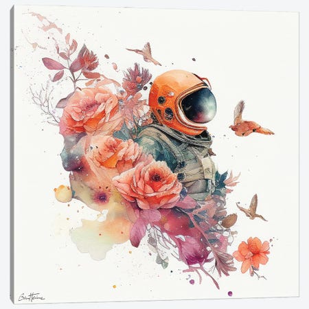 Flowerstronaut - Astro Cruise Canvas Print #BHE420} by Ben Heine Art Print