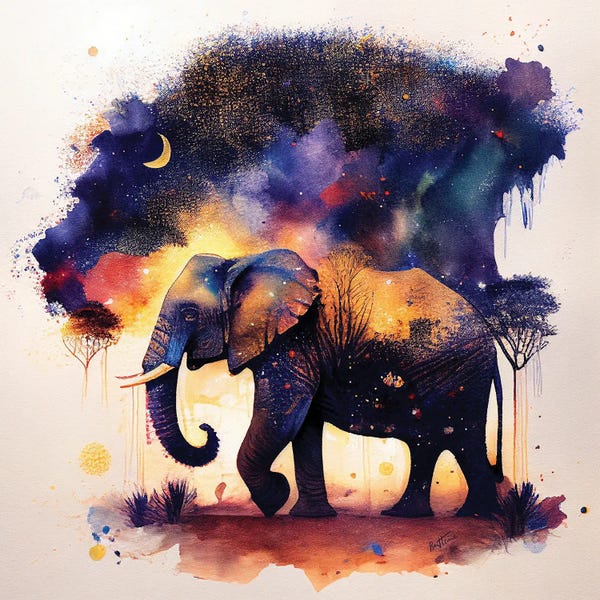 Elephants: Landscape - Astro Cruise by Ben Heine