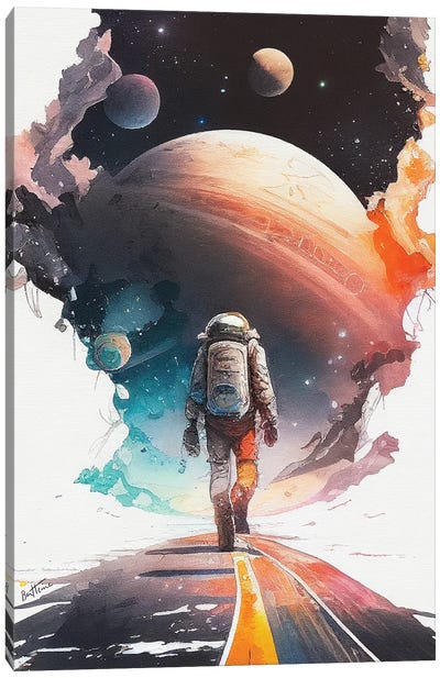 Mars - Astro Cruise Canvas Art Print - Glitch Effect