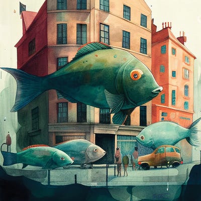 Fish In The City by Ben Heine art print