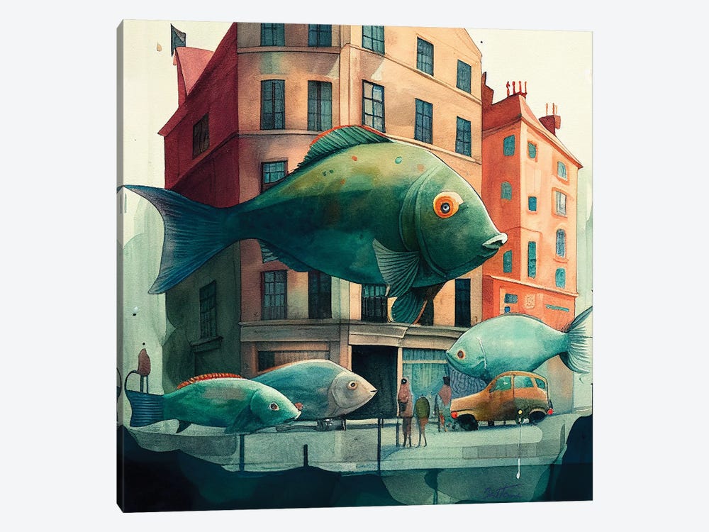 Fish In The City by Ben Heine 1-piece Canvas Print